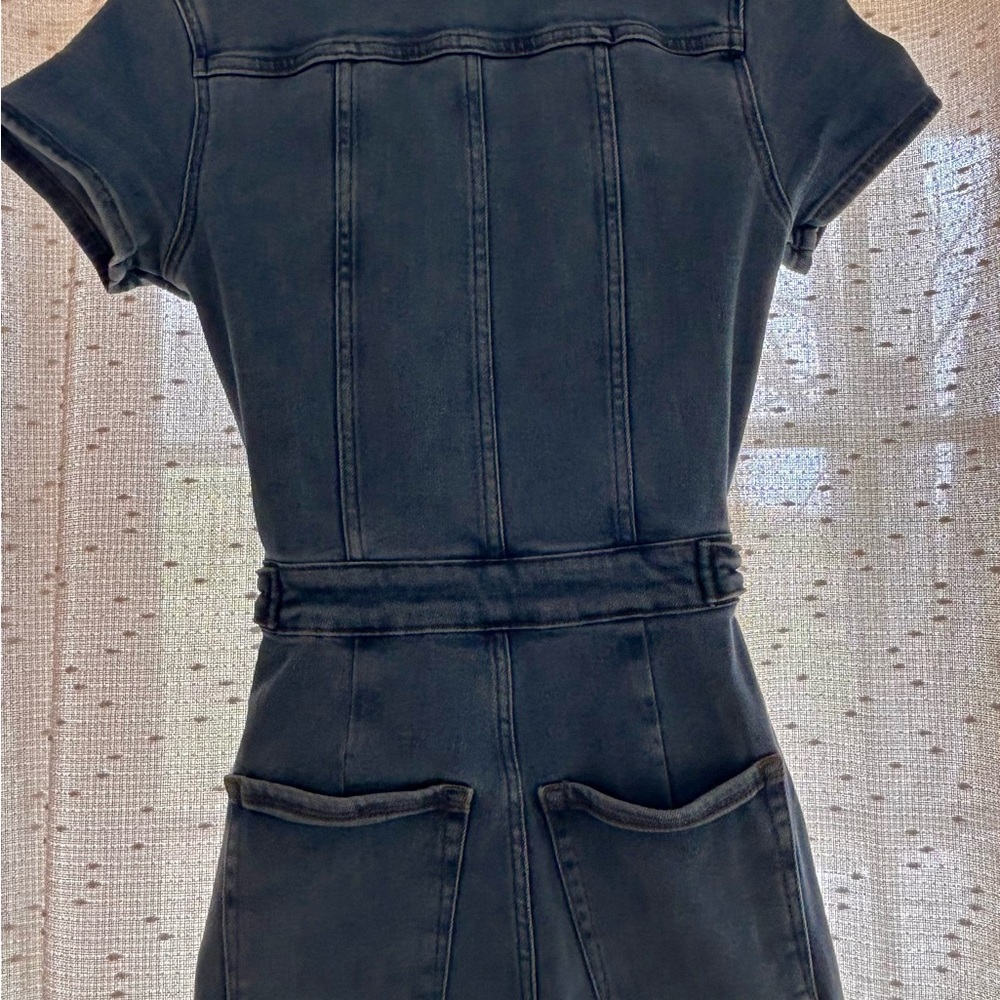 Good American Light Blue Denim Straight Leg Pants Jumpsuit - Picture 3 of 9